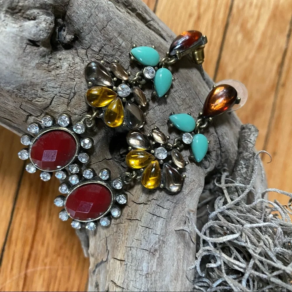 Stone Rhinestone Stud Fashion Earrings, Art Deco